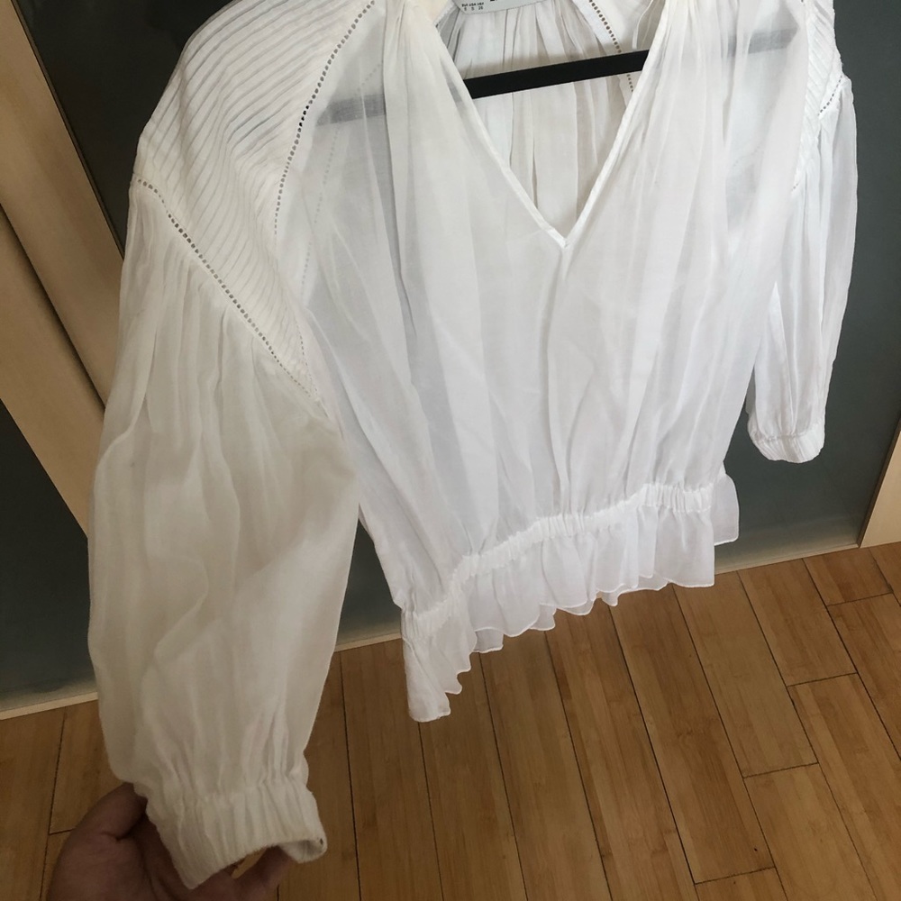 Zara Basic White Blouse Size Small - image 4